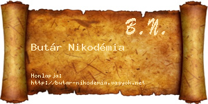 Butár Nikodémia névjegykártya
